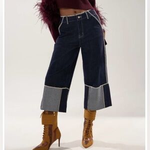 AKIRA Dark Blue and Gray Flare Jeans